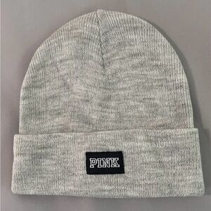 PINK Victoria's Secret Gray/Silver Knit Stocking Hat Cap Beanie‎ One Size